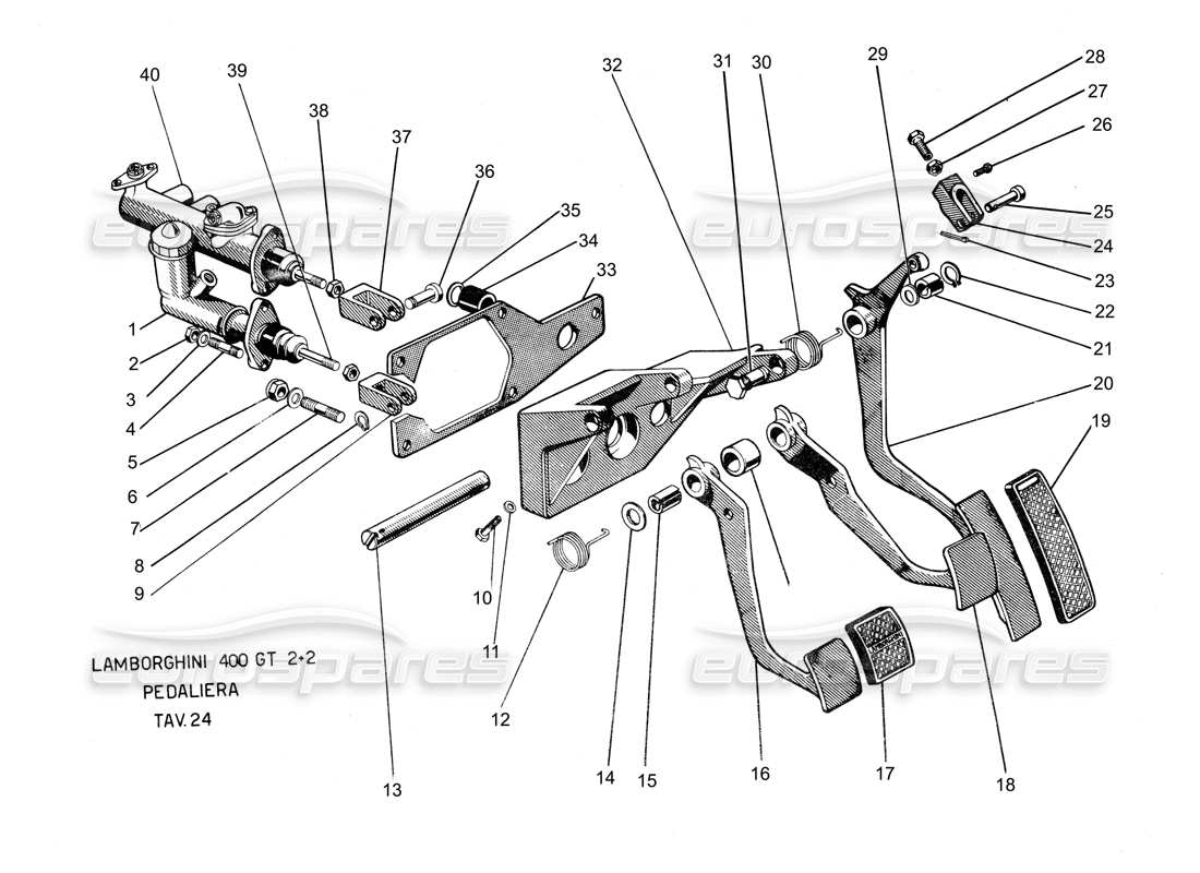 lamborghini 400 gt pedal box part diagram