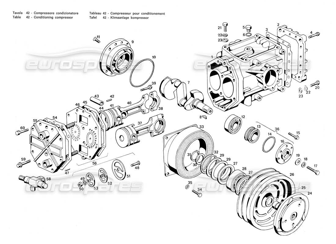 maserati merak 3.0 conditioning compressor parts diagram