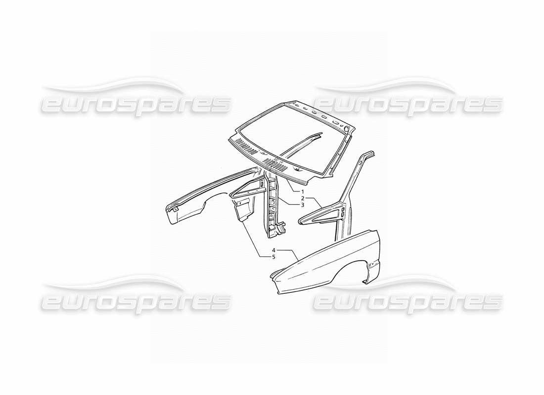 maserati ghibli 2.8 (abs) body shell: outer panels parts diagram