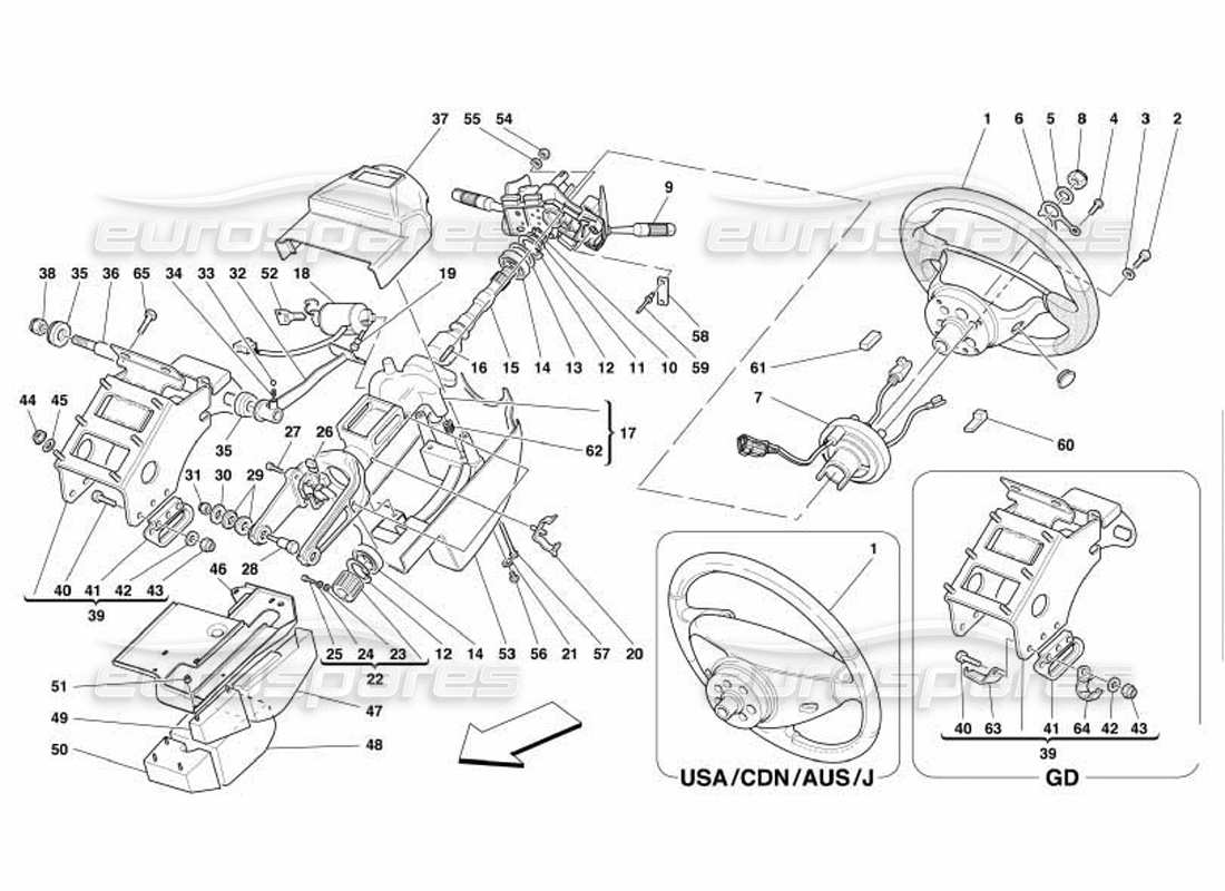 ferrari 550 barchetta steering column parts diagram