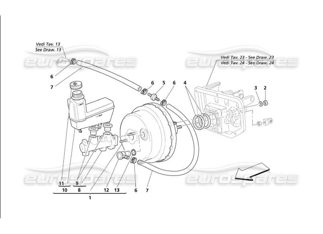 maserati 4200 gransport (2005) brakes hydraulic control parts diagram