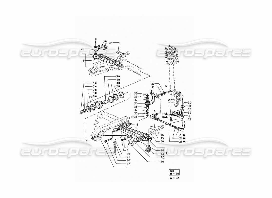 maserati ghibli 2.8 gt (variante) front suspension parts diagram