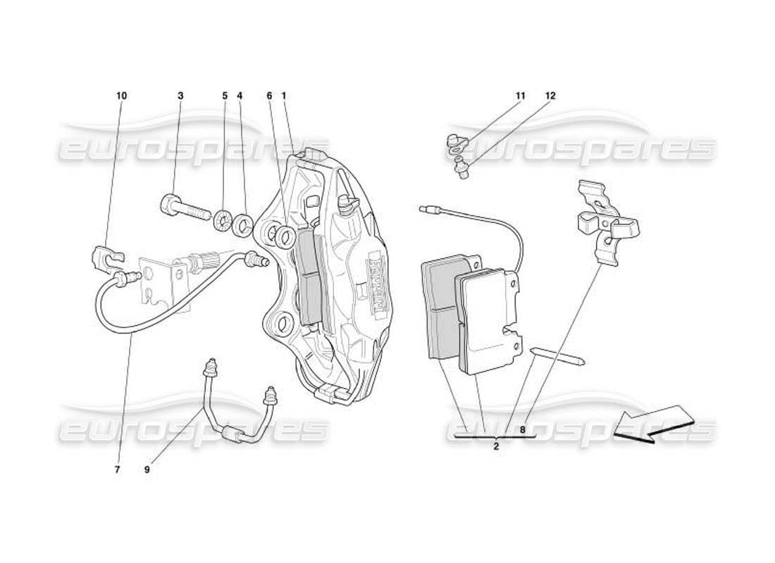 ferrari 550 barchetta caliper for front brake parts diagram