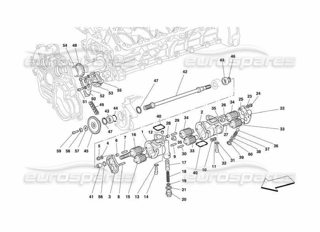 ferrari 550 barchetta lubrication - oil pumps parts diagram