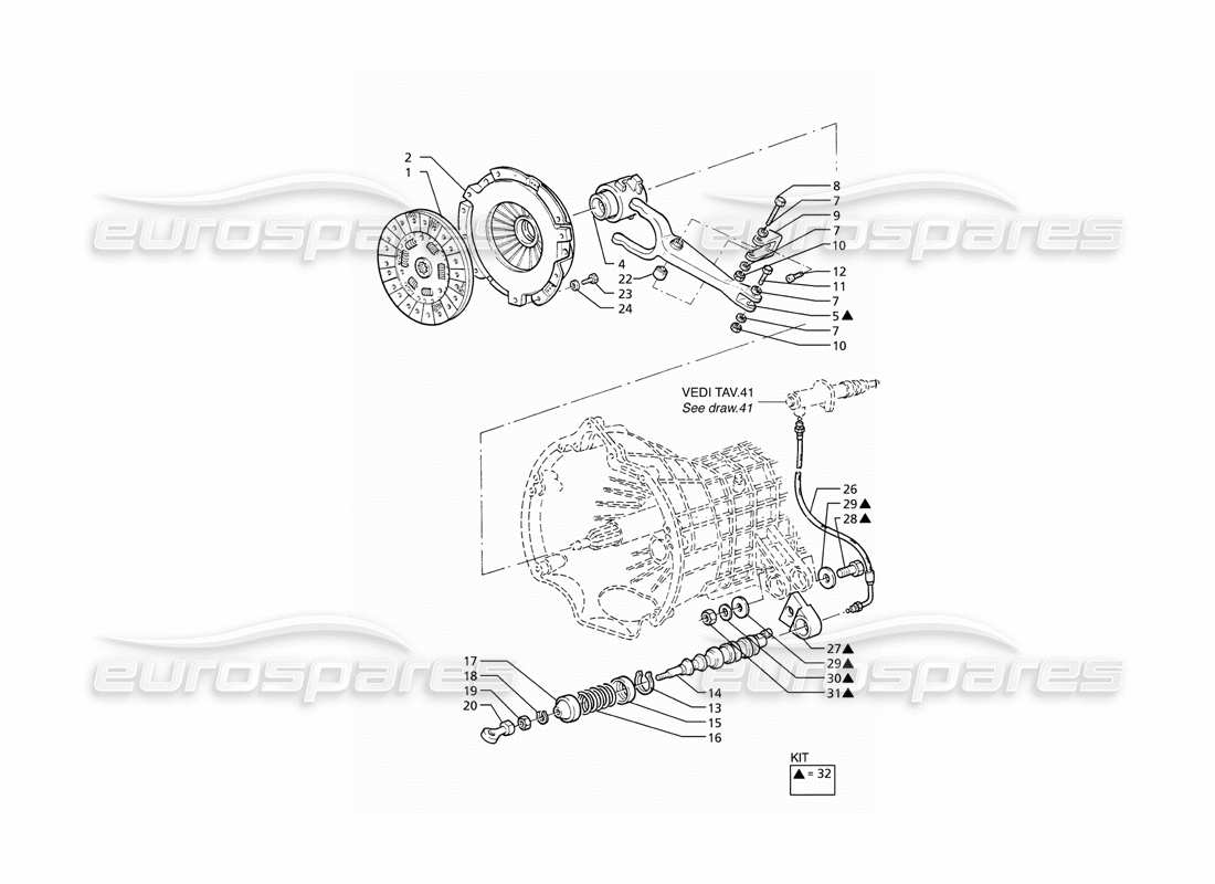 maserati ghibli 2.8 (abs) clutch parts diagram