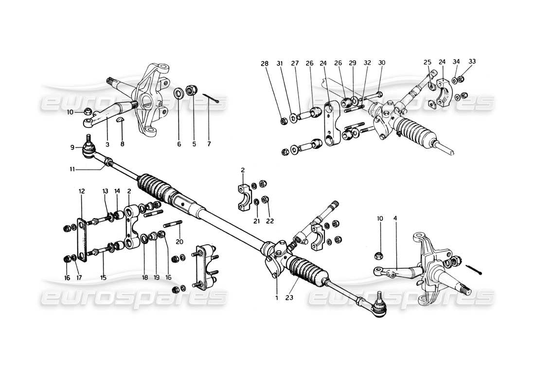 ferrari 365 gt4 berlinetta boxer steering box and linkage parts diagram