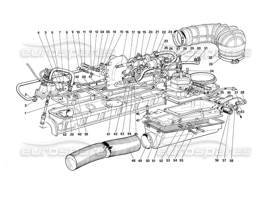 ferrari 412 (mechanical) fuel injection system - air intake, lines parts diagram