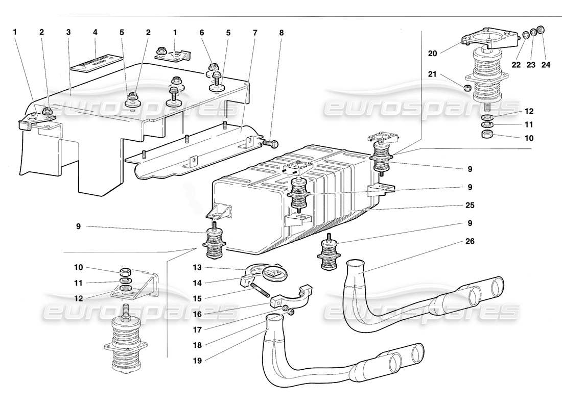 lamborghini diablo vt (1994) exhaust system part diagram