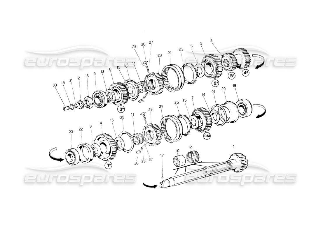 ferrari 512 bb lay shaft gears part diagram