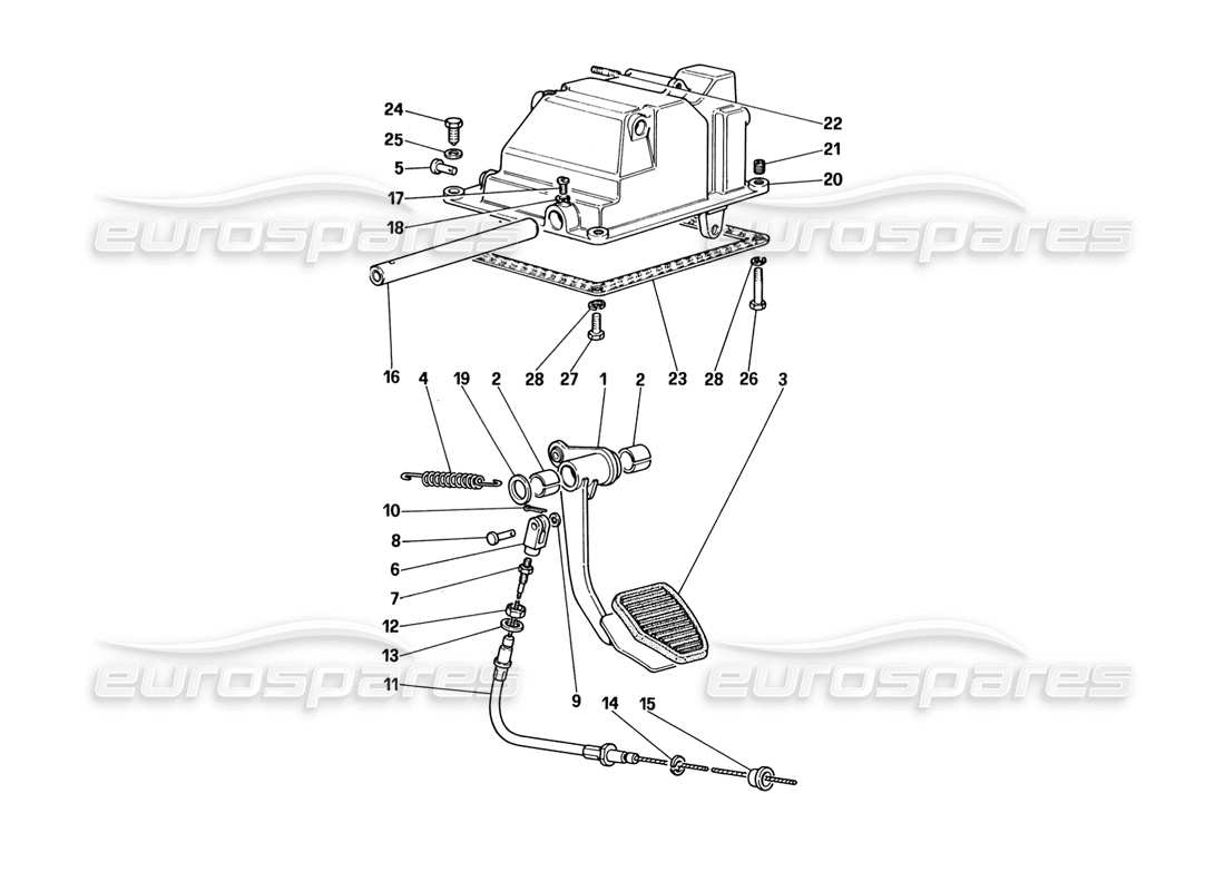 ferrari 328 (1988) clutch release control (for car with antiskid system) parts diagram