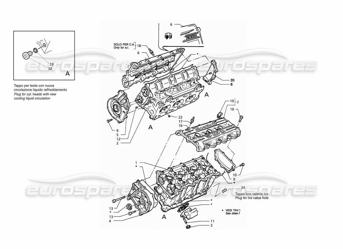 maserati qtp. 3.2 v8 (1999) cylinders heads part diagram