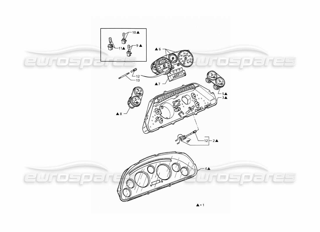 maserati qtp. 3.2 v8 (1999) borletti instrumentation parts diagram