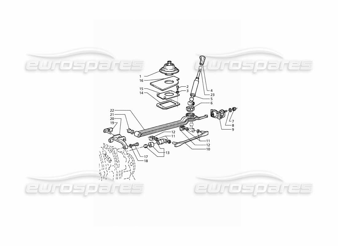 maserati qtp. 3.2 v8 (1999) getrag transmission 6 speed: outside controls part diagram