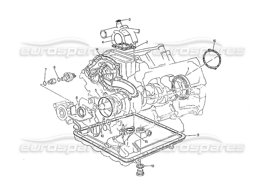 maserati biturbo 2.5 (1984) gasket set and oil seals for block overhaul parts diagram