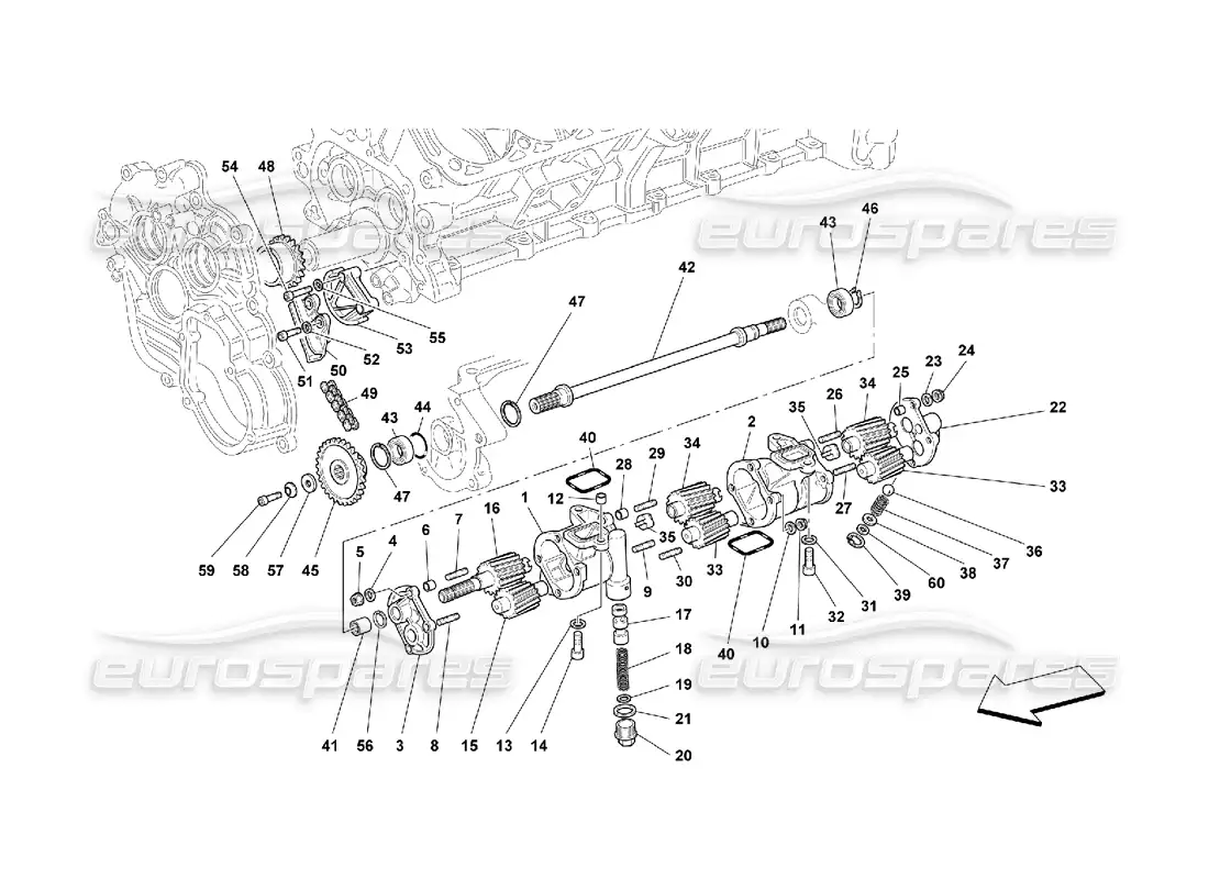 ferrari 550 maranello lubrication - oil pumps parts diagram