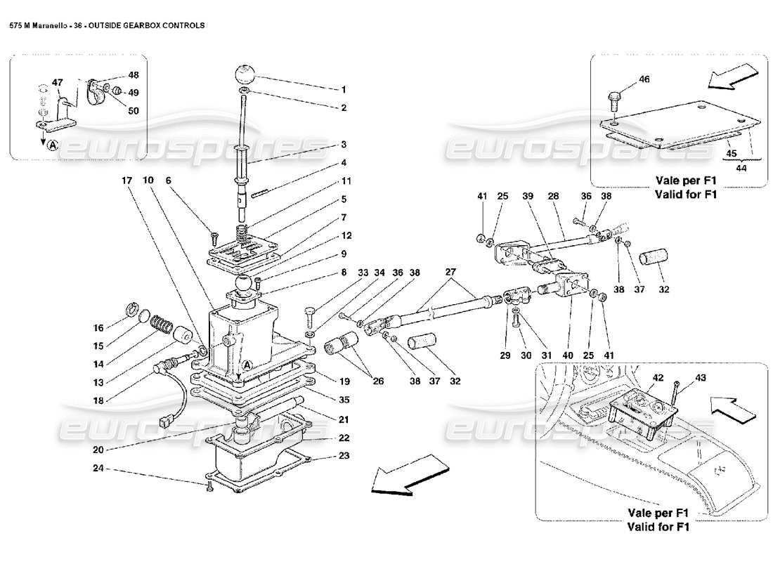 ferrari 575m maranello outside gearbox controls parts diagram