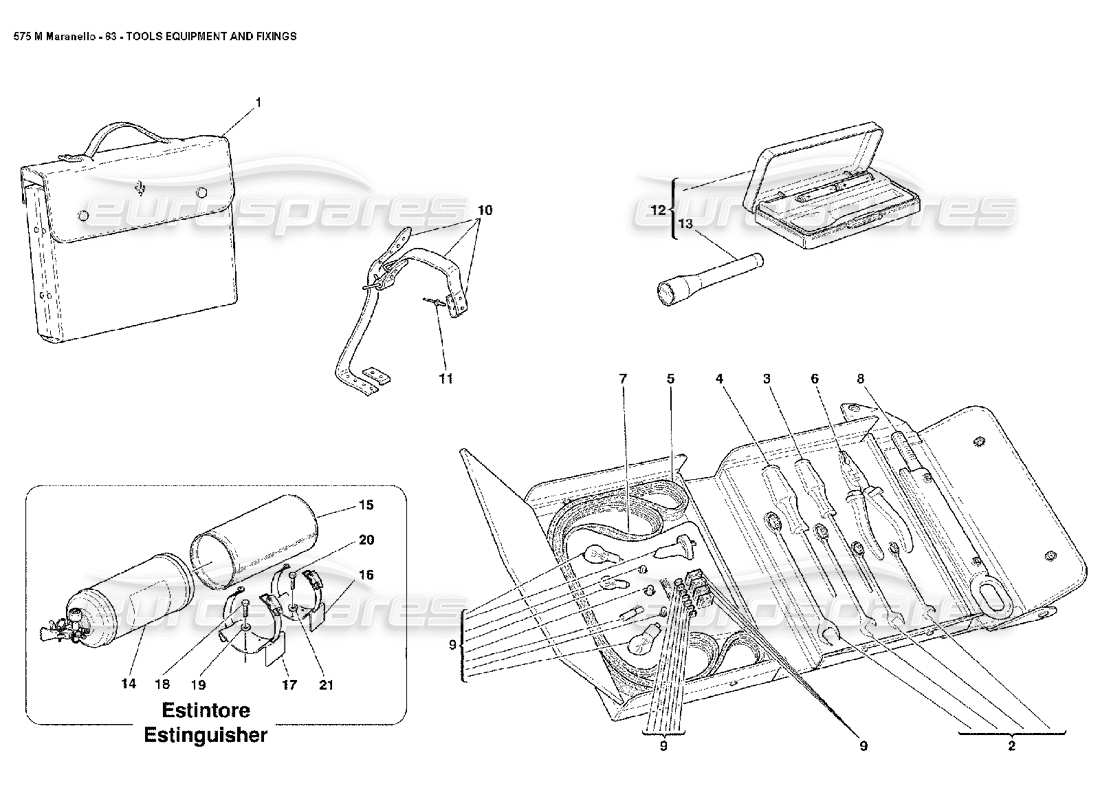 ferrari 575m maranello tools equipment and fixings part diagram