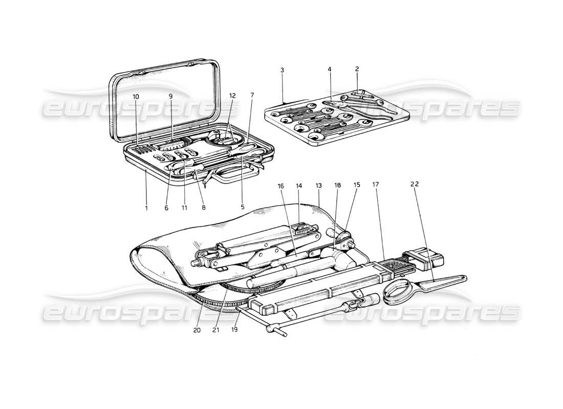 ferrari 512 bb tool-kit parts diagram