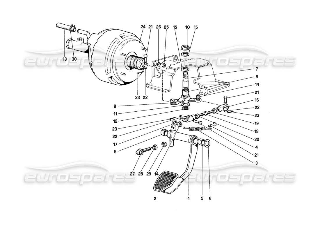 ferrari 328 (1988) brake hydraulic system (for car without antiskid system - variants for rhd version) part diagram