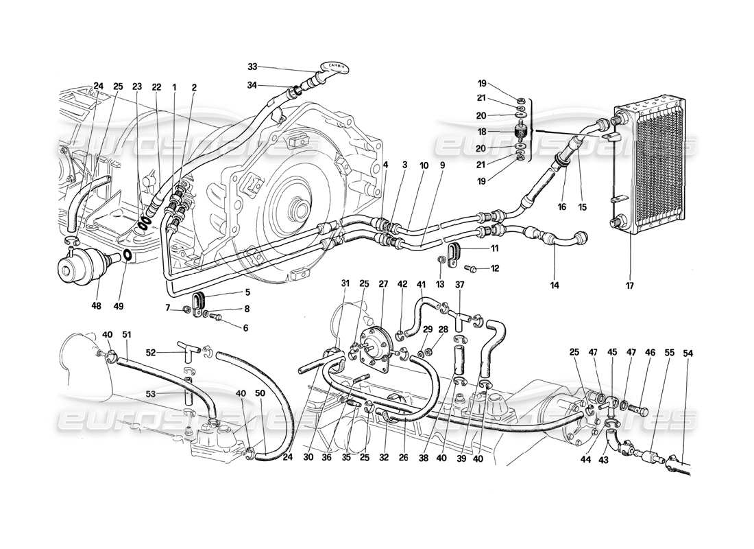 ferrari 412 (mechanical) vacuum amplifying valve and oil circuit - 412 a. parts diagram