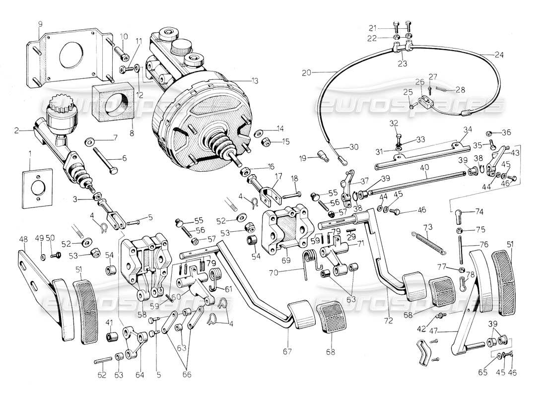 lamborghini countach 5000 s (1984) pedals (rh d.) part diagram