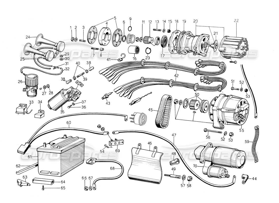 lamborghini countach 5000 s (1984) electrical system part diagram