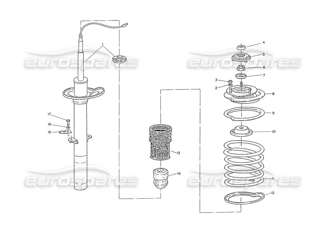 maserati ghibli 2.8 (non abs) front shock absorber parts diagram