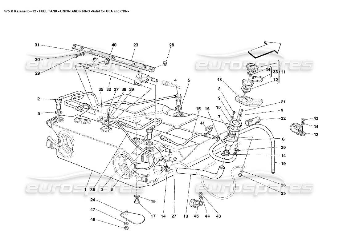 ferrari 575m maranello fuel tank union and piping not for usa and cdn parts diagram