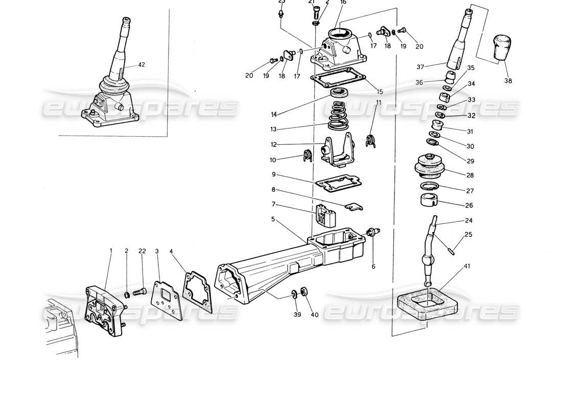 maserati biturbo spider transmission - outside controls part diagram