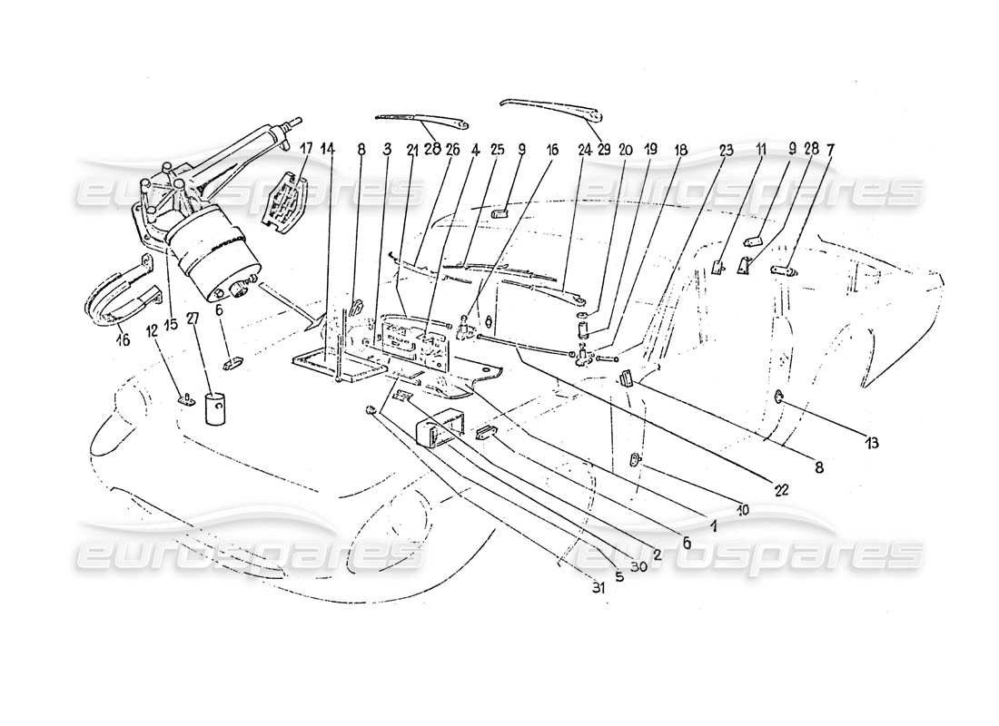 ferrari 365 gt 2+2 (coachwork) electric wipers parts diagram