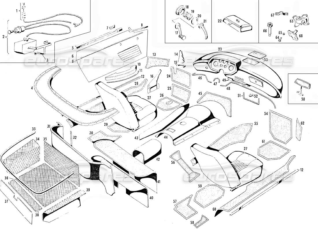 maserati mistral 3.7 seats and upholstery (b) part diagram