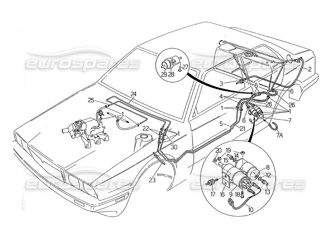 maserati 2.24v fuel pipes part diagram