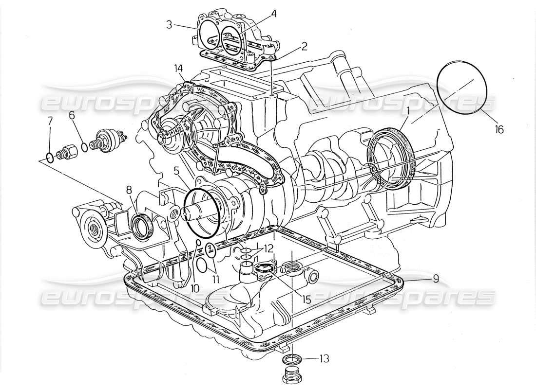 maserati 2.24v gasket and oil seals for block overhaul part diagram