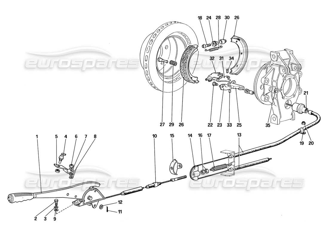 ferrari 328 (1988) hand - brake controll part diagram