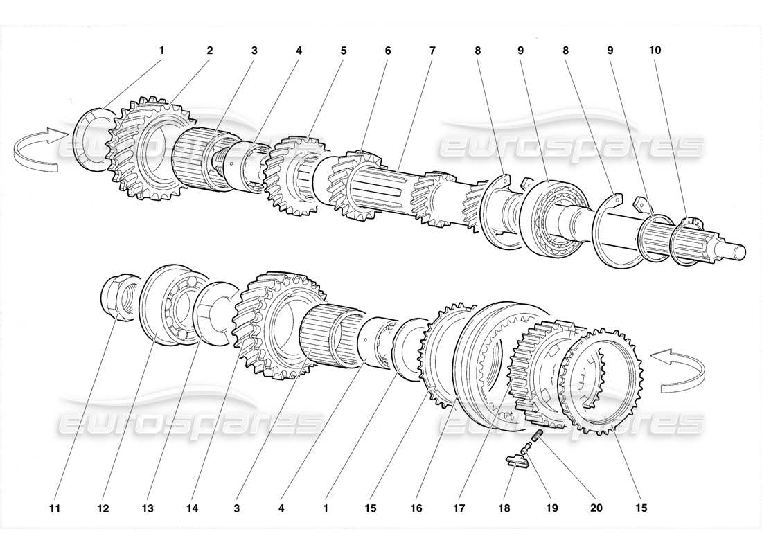 lamborghini diablo vt (1994) main shaft parts diagram