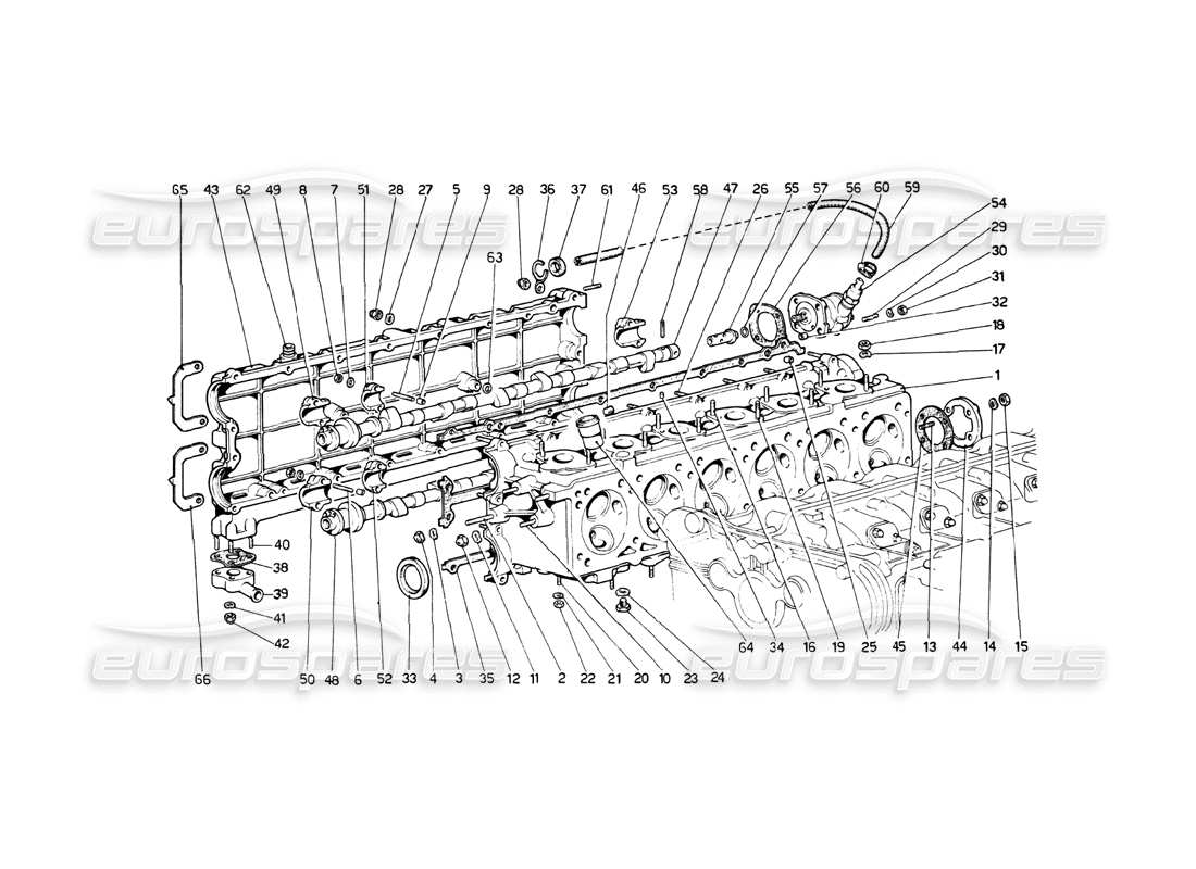 ferrari 512 bb cylinder head (right) parts diagram