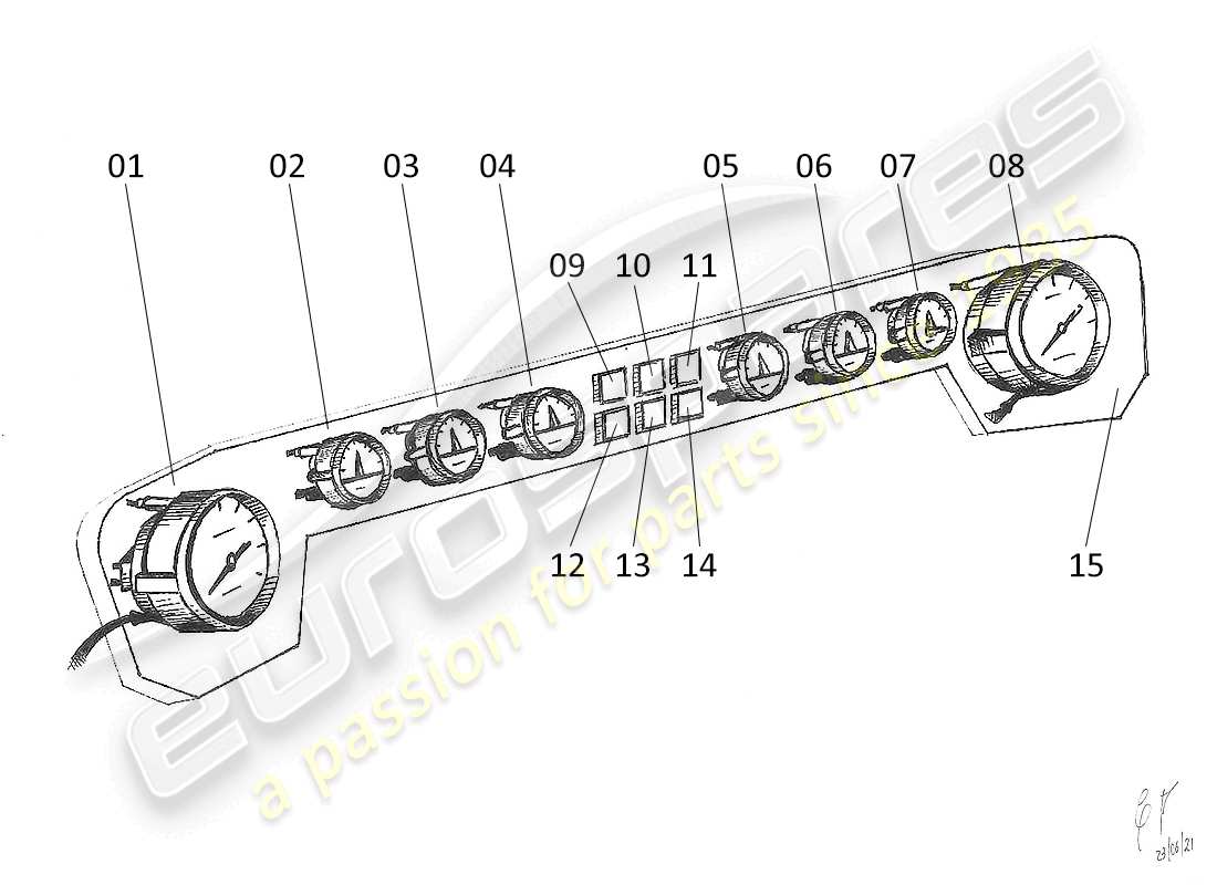 lamborghini urraco p250 / p250s instruments part diagram