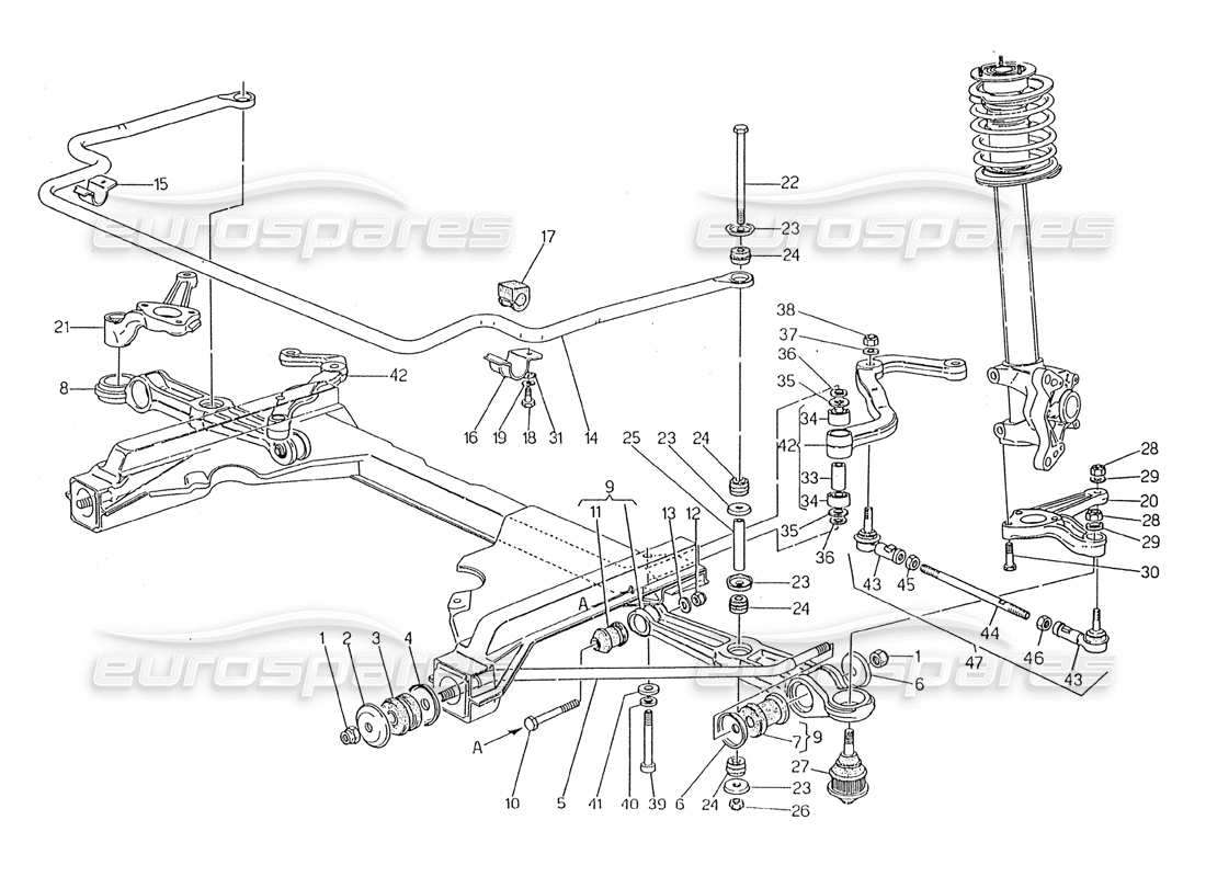 maserati 2.24v front suspension part diagram