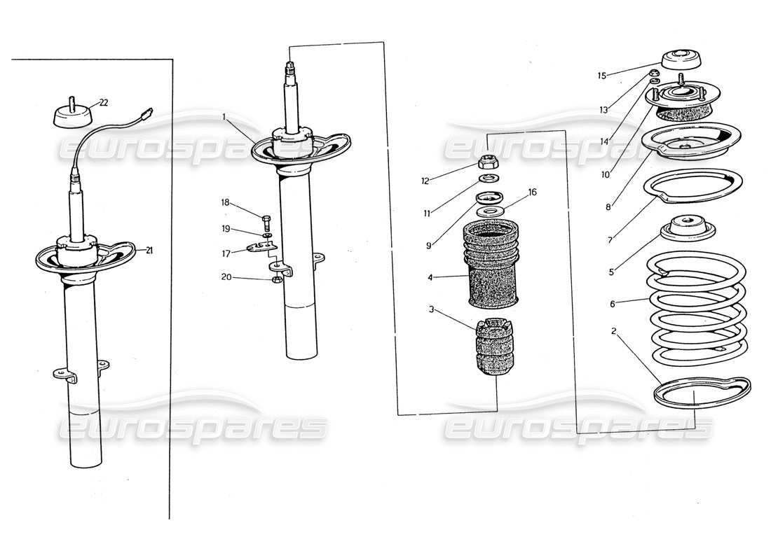 maserati 2.24v front shock absorber part diagram