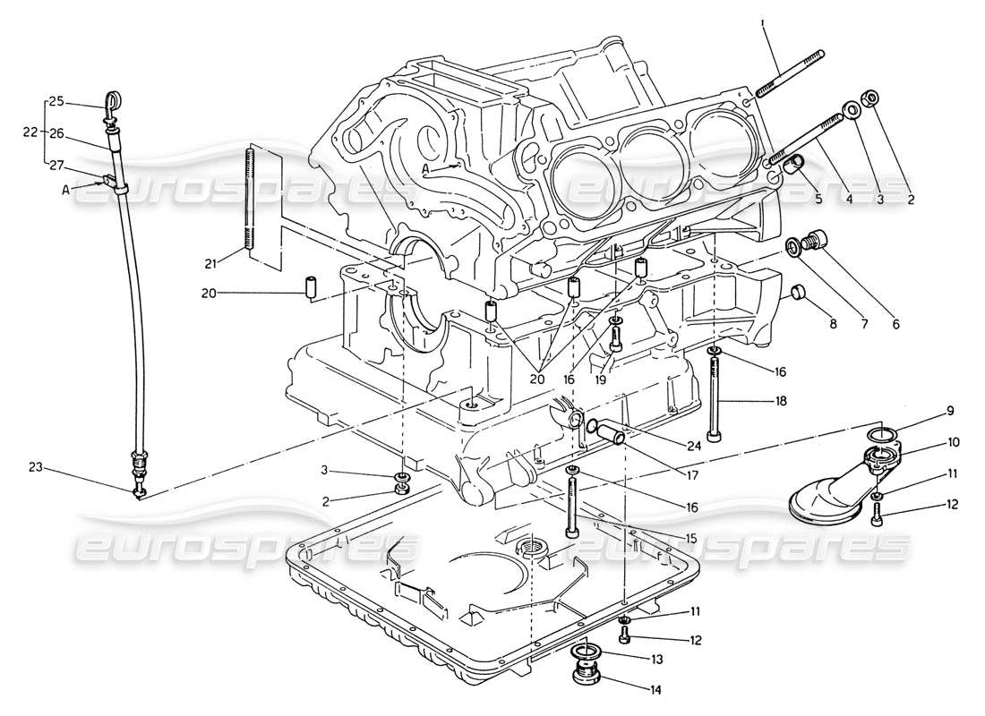 maserati 222 / 222e biturbo fastening sand block accessories parts diagram