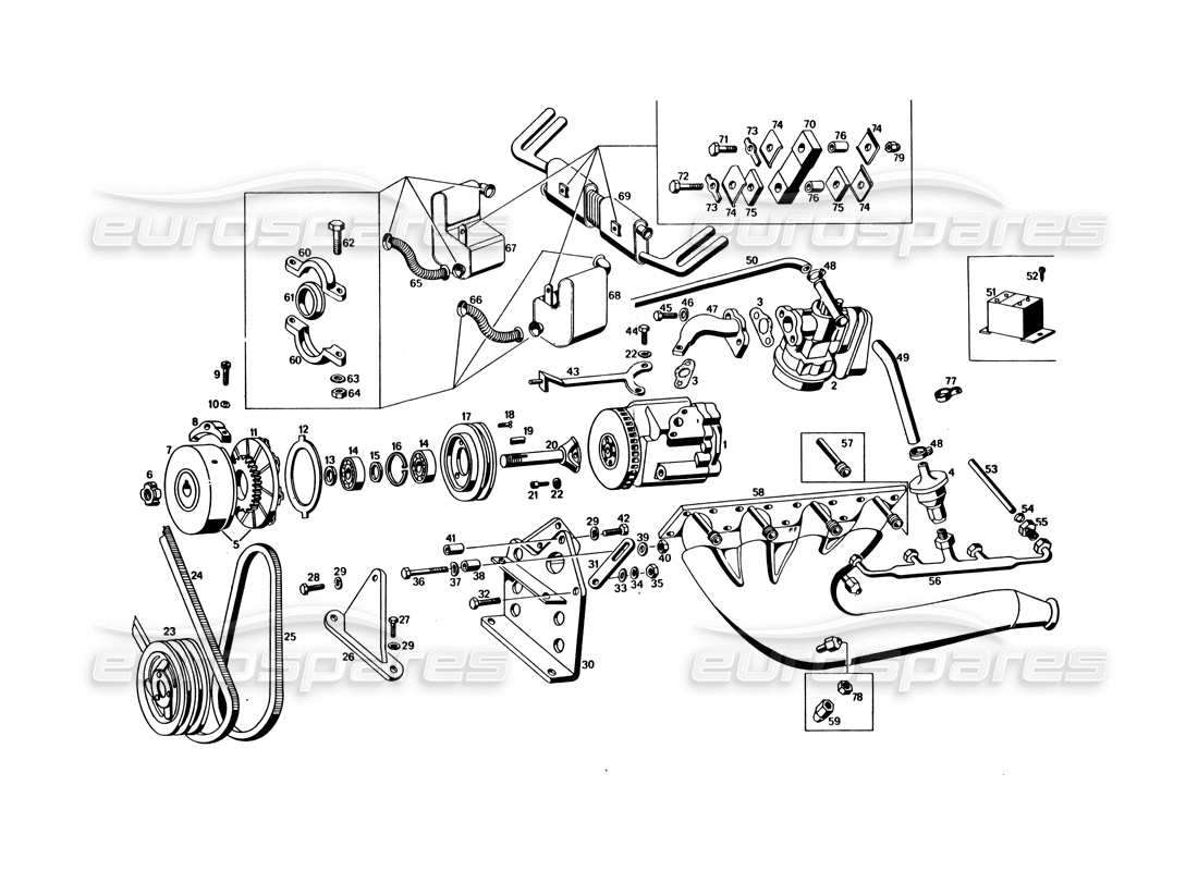 maserati bora (usa variants) air pollution 1972 parts diagram