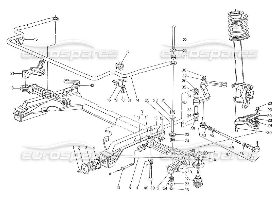 maserati karif 2.8 front suspension parts diagram