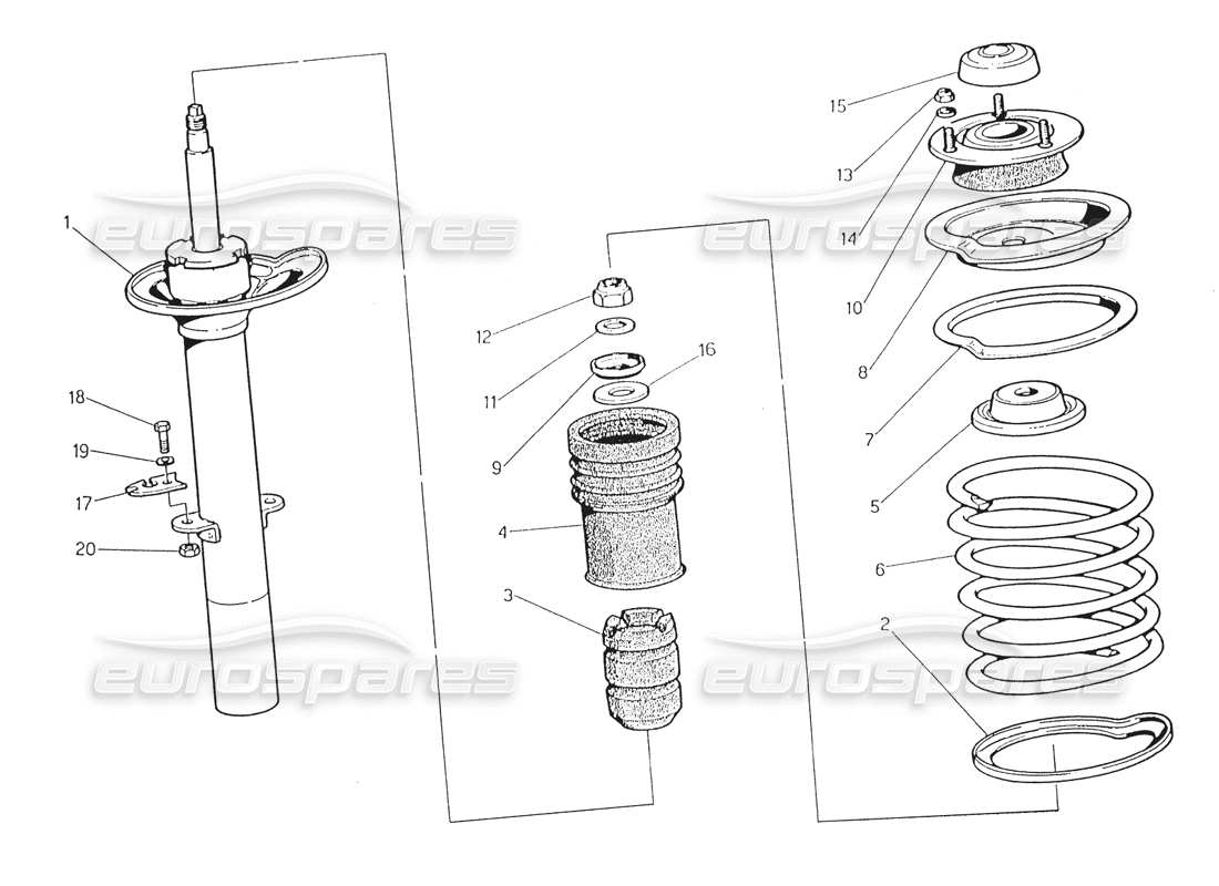 maserati karif 2.8 front shock absorber parts diagram