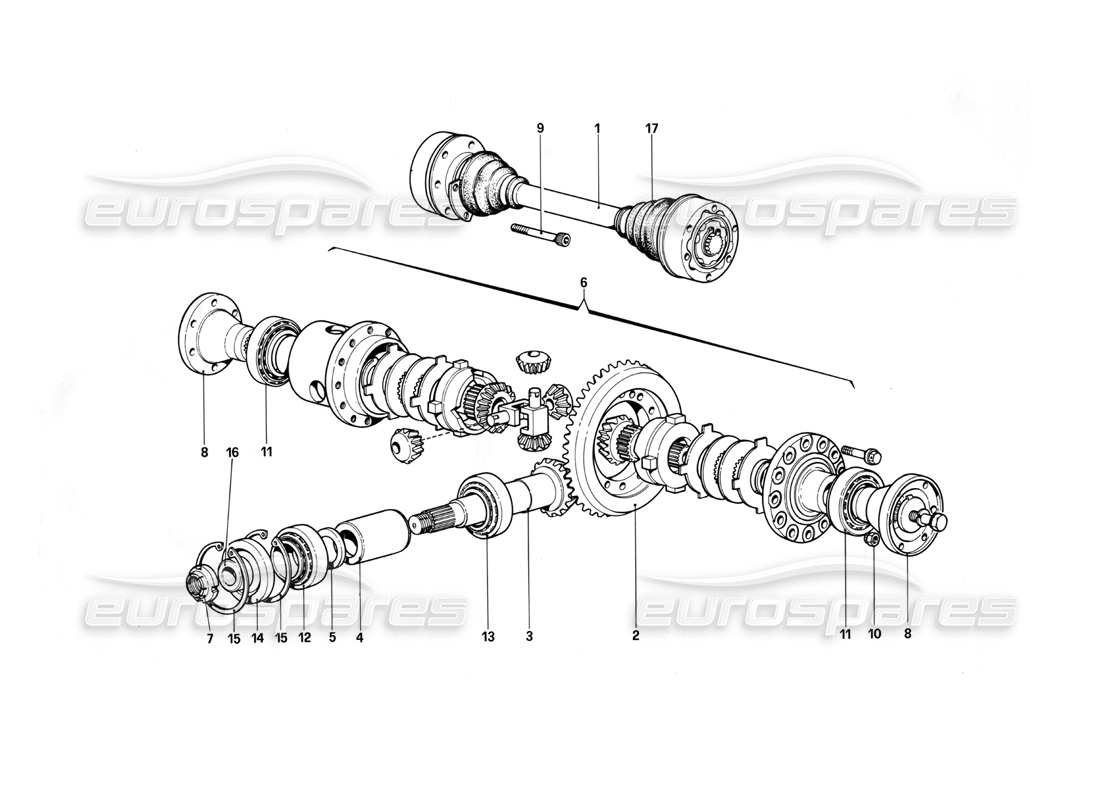 ferrari 412 (mechanical) differential & axle shafts parts diagram
