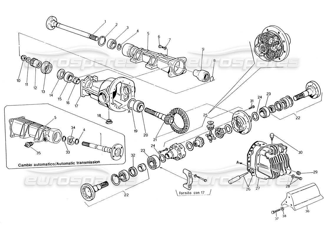 maserati 222 / 222e biturbo differential part diagram