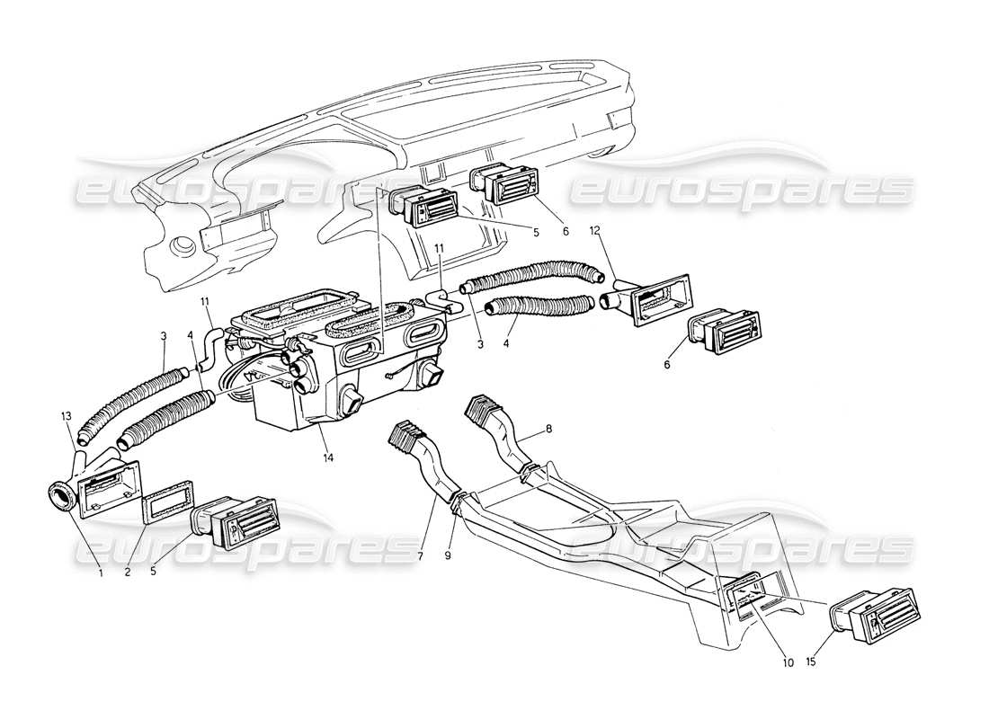 maserati biturbo spider ventilation part diagram