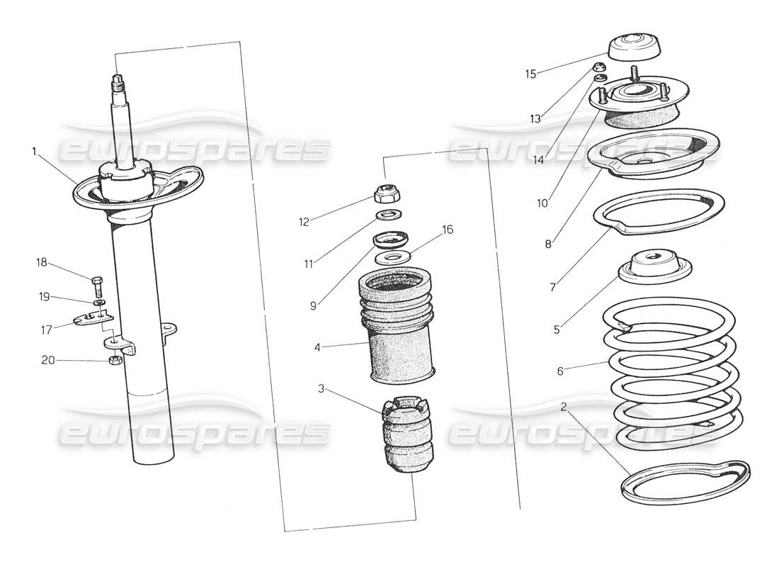 maserati biturbo spider front shock absorber part diagram