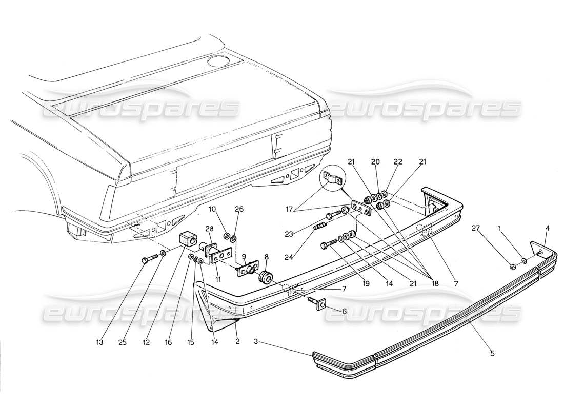 maserati biturbo spider rear bumper part diagram