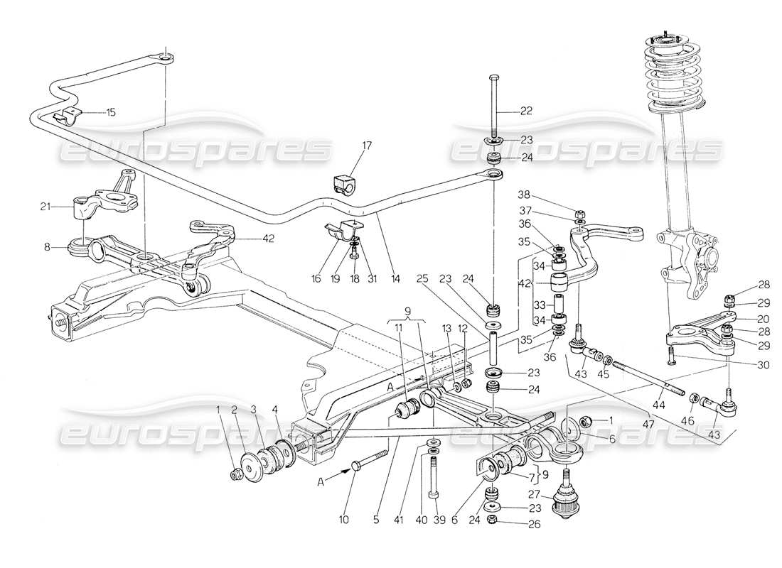 maserati biturbo spider front suspension part diagram