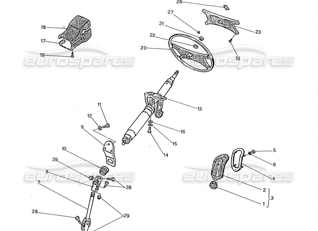 maserati 2.24v steering shaft and wheel parts diagram